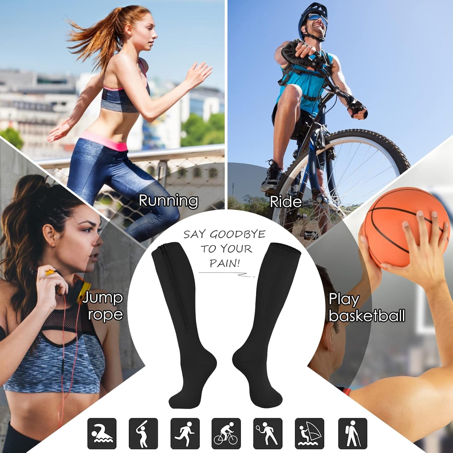 🏃‍♂️ Sports Zipper Socks – Comfort, Support & Easy On/Off